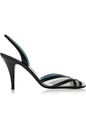 VALENTINO GARAVANI Impudance Leather and Mesh Slingback Pumps