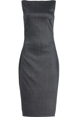 Prada Draped Stretch-Wool Midi Sheath Dress