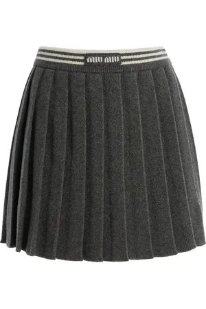 Miu Miu Pleated Cashmere-Wool Mini Skirt