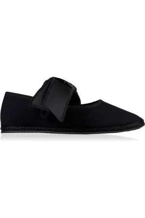 VIBI VENEZIA Convertible Bow-Trimmed Canvas Mary Jane Flats