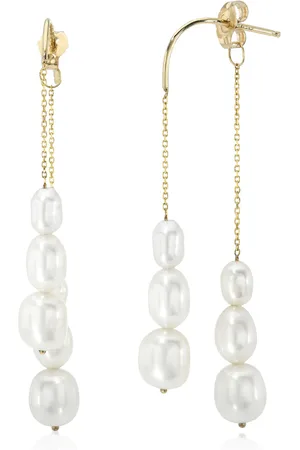 White/Space DeMira 14K Yellow Gold Pearl Earrings