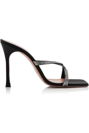 Amina Muaddi Adriana Crystal-Embellished Satin Sandals