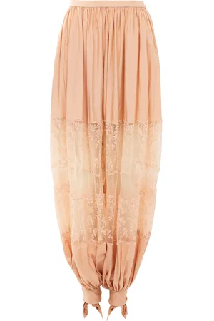 Chloé Lace-Paneled Silk Poplin Balloon Pants