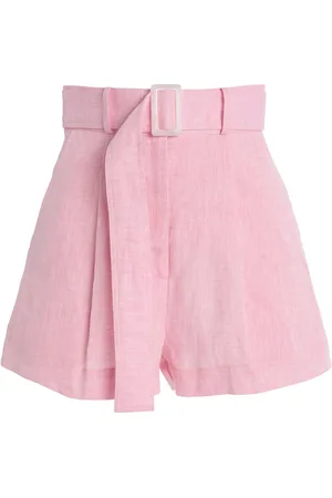 Matthew Bruch High-Rise Pleated Linen Shorts