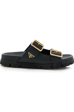Prada Buckle-Detailed Leather Slip-On Sandals