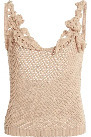 Elie saab Floral Embroidered Mesh Top