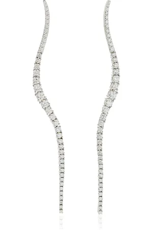 Marie Mas Long Halo 18K Gold Diamond Earrings