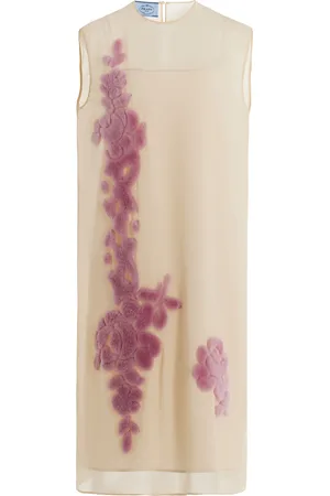 Prada Embroidered Georgette Midi Dress