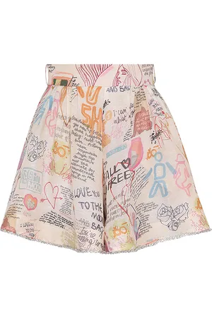 ZIMMERMANN Crush Belted Linen-Silk Shorts