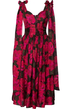 LENA HOSCHEK Swoon Silk Tie-Detailed Peasant Midi Dress