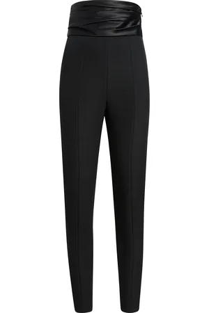 Khaite Lenro Ruched High-Rise Satin-Crepe Pants
