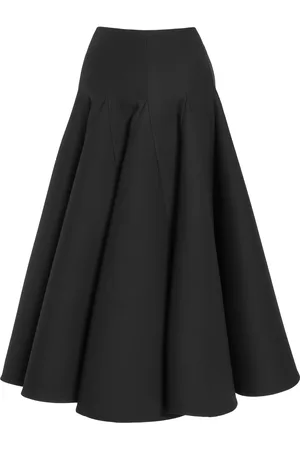 VALENTINO GARAVANI Flared Wool-Silk Crepe Midi Skirt