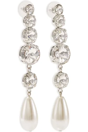 LELET NY Athena Crystal; Pearl Rhodium-Plated Earrings