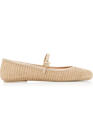 Gianvito Rossi Carla Leather-Trimmed Marbella Ballet Flats