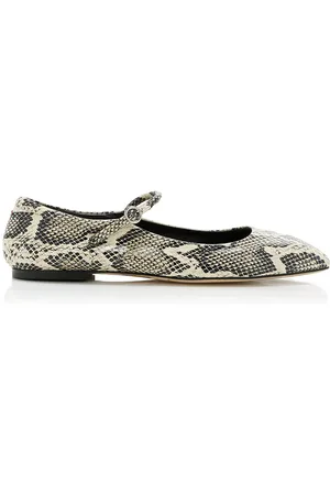 Aeyde Uma Snake-Effect Leather Mary Jane Flats