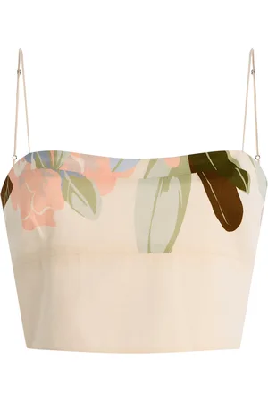 ADAM LIPPES Bex Rhododendron-Printed Cotton-Voile Crop Top