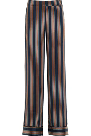 ASCENO The London Striped Silk PJ Bottoms