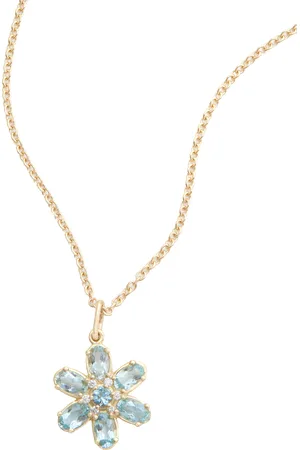 Jamie Wolf Floral 18K Yellow Gold Diamond And Aquamarine Necklace
