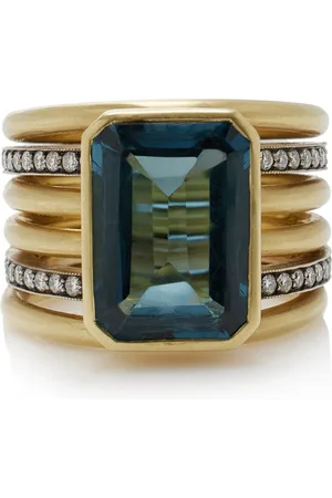 Sylva & Cie 18K Gold Topaz and Diamond Spiral Ring