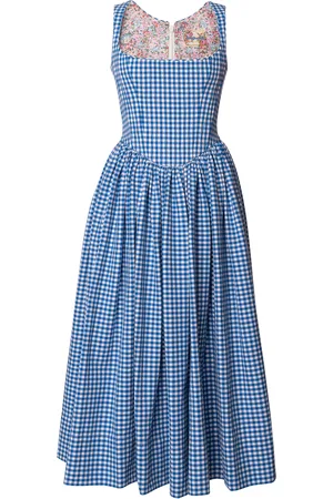 LENA HOSCHEK Tessa Gingham-Cotton Drop-Waist Midi Dress
