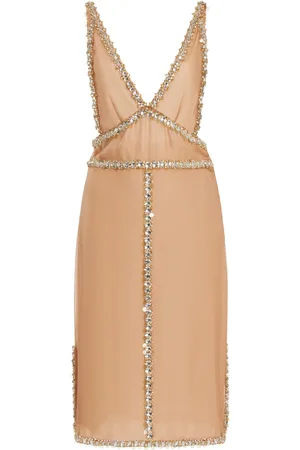 Miu Miu Crystal-Embellished Silk Chiffon Mini Dress