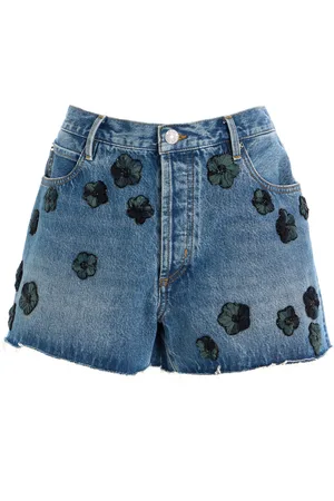 Frame The Hang Embellished Denim Shorts