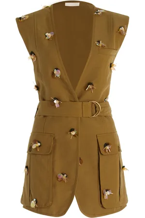 ULLA JOHNSON Twyla Embellished Cotton-Blend Utility Vest