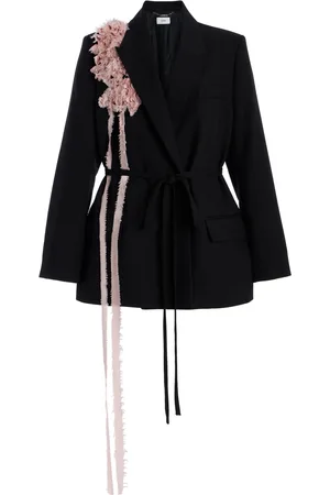 Erdem Embellished Belted Wool Blazer