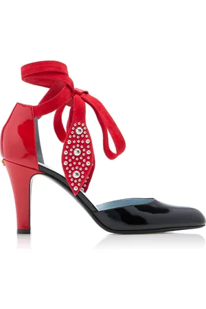 VALENTINO GARAVANI Studded Tie-Detailed Patent Leather Pumps
