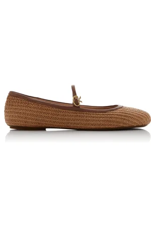 Gianvito Rossi Carla Woven Raffia Mary Jane Flats