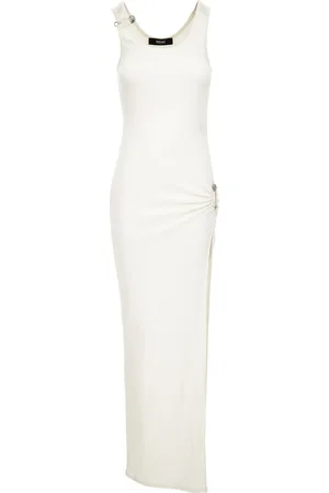 VERSACE La Vacanza Safety Pin Ribbed Cotton Maxi Tank Dress