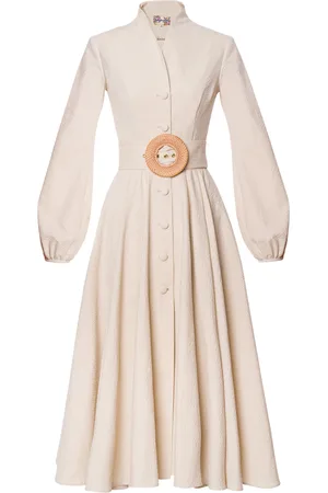 LENA HOSCHEK Eleanor Belted Cotton Midi Coat Dress