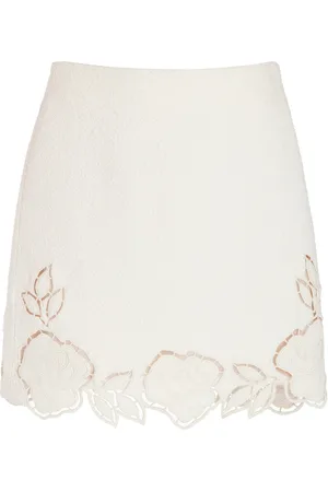 Oscar de la Renta Floral-Cutout Tweed Mini Skirt