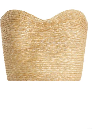 Cult Gaia Jacira Strapless Woven Raffia Top