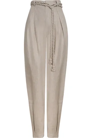 Andres Otalora Una Vida Belted Linen Tapered Pants