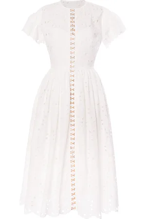 LENA HOSCHEK Serenity Cotton-Lace Drop-Waist Midi Dress