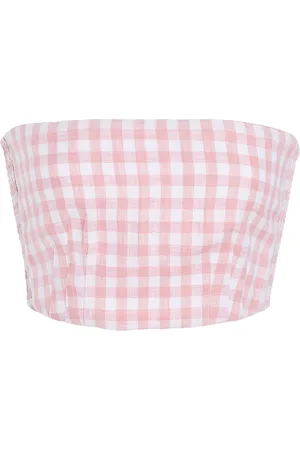 POSSE Exclusive Riviera Paige Gingham Linen Crop Top