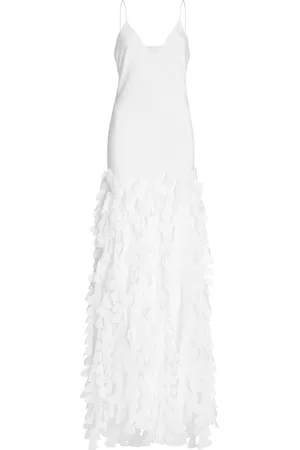 BRANDON MAXWELL The Primrose Petal-Embroided Silk Slip Dress