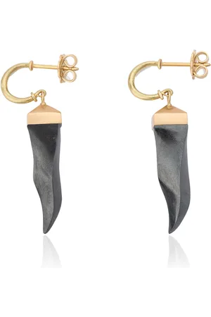 Renato Cipullo Cornicello 18K Yellow Gold Hematite Earrings