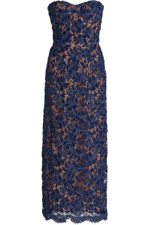 Michael Kors Denim Soutache Lace Midi Dress