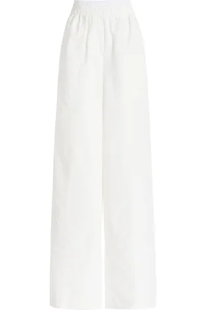 Simkhai Olly Double-Waist Cotton Faille Wide-Leg Pants