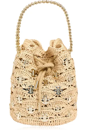Paco rabanne Hardware-Detailed Woven Raffia Bucket Bag