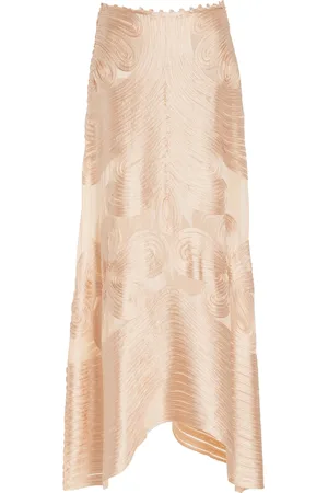 ULLA JOHNSON Kaelyn Ribbon-Embroidered Silk Maxi Skirt
