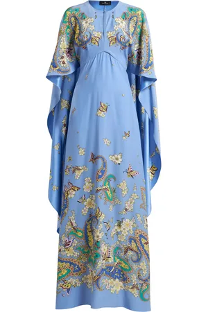 Etro Cape-Detailed Silk Maxi Dress