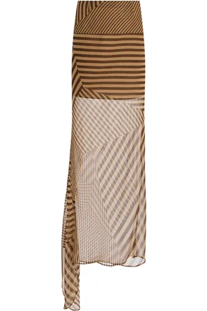 De La Vali Diosa Striped Silk-Chiffon Skirt