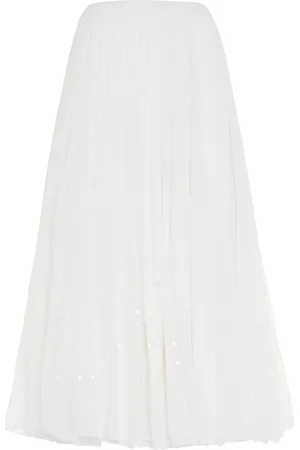 Ralph Lauren Pleated Cotton Voile Midi Skirt
