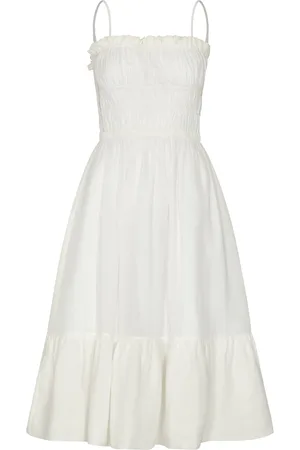 Andres Otalora Un Romance Gathered Linen Midi Dress