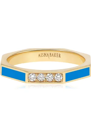 Aisha Baker Fingers Crossed 18K Yellow Gold Diamond And Enamel Ring