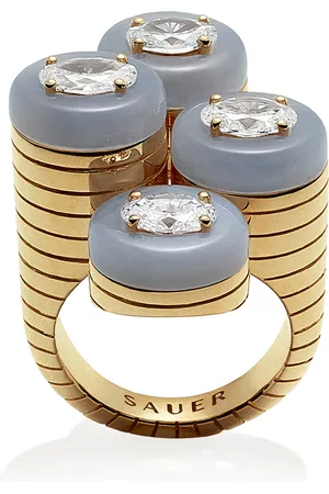 Sauer 18k Yellow Wright Ring with Chalcedony and Diamonds