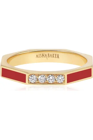 Aisha Baker Fingers Crossed 18K Yellow Gold Diamond And Enamel Ring